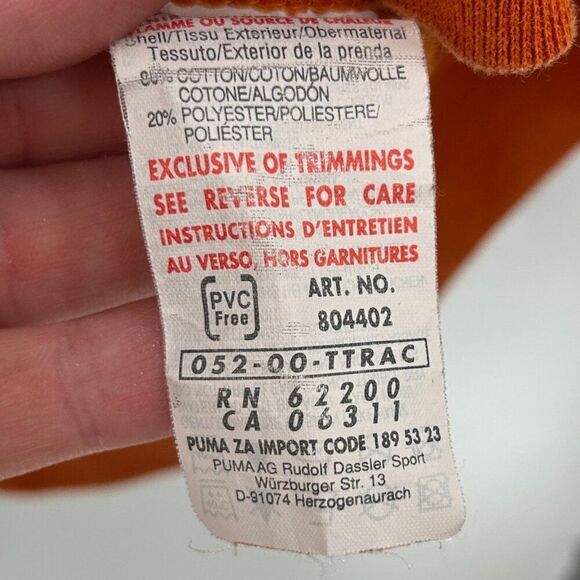 Puma Vintage Full Zip Distressed Embroidered Orange Jacket Size Large - Picture 9 of 11